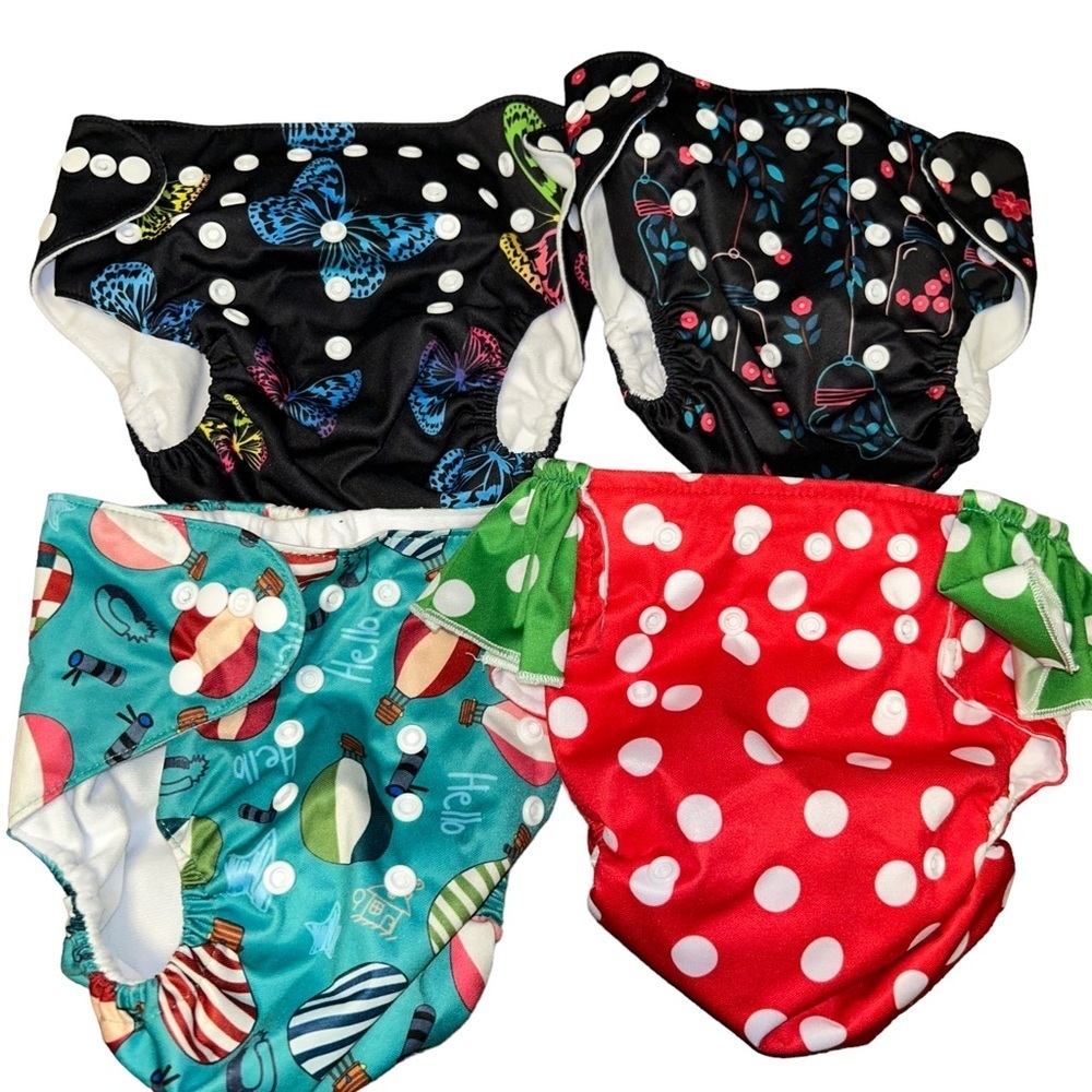 Alva Baby Snap Pocket Adjustable Diaper Covers Lot of 4 butterfly strawberry